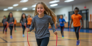 Students in Jump Rope Challenge Class